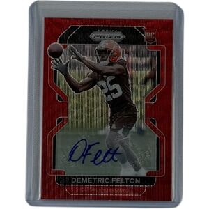 2021 Panini Prizm Demetric Felton RC Rookie #411 Red Wave Prizm Auto /149
